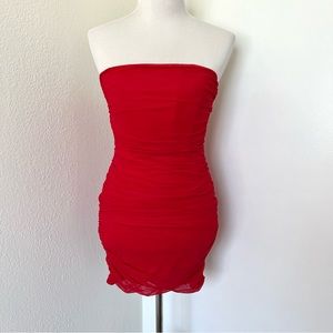 F21 Mesh Tulip-Hem Tube Mini Dress